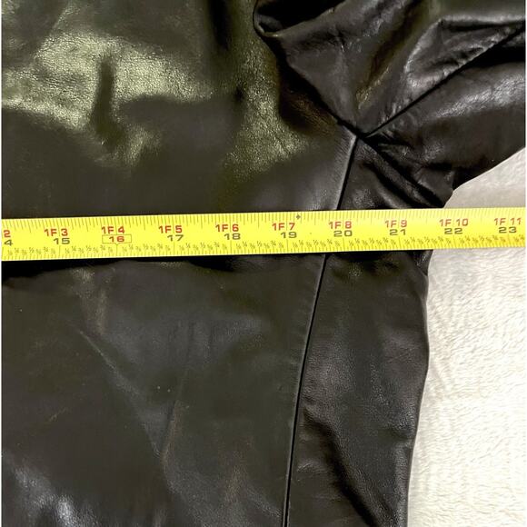 Vintage Banana Republic Black Leather Three Button Jacket Mens M Made In Korea - Picture 9 of 14